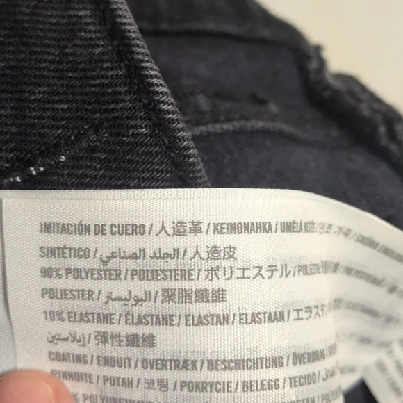 Abercrombie & Fitch 90s Straight Ultra High-Rise Denim/Faux Leather Jeans 26/2S - Picture 8 of 9